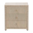 Pemberly Row Woven Grasscloth 3-Drawer Nightstand with Ring Pulls