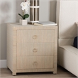 Pemberly Row Woven Grasscloth 3-Drawer Nightstand with Ring Pulls