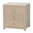Pemberly Row Woven Grasscloth 3-Drawer Nightstand with Ring Pulls