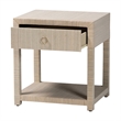 Pemberly Row Woven Grasscloth 1-Drawer Nightstand with Ring Pull