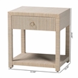 Pemberly Row Woven Grasscloth 1-Drawer Nightstand with Ring Pull