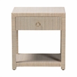 Pemberly Row Woven Grasscloth 1-Drawer Nightstand with Ring Pull