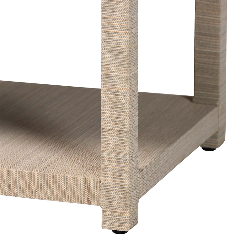 Pemberly Row Woven Grasscloth 1-Drawer Nightstand with Ring Pull