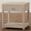 Pemberly Row Woven Grasscloth 1-Drawer Nightstand with Ring Pull