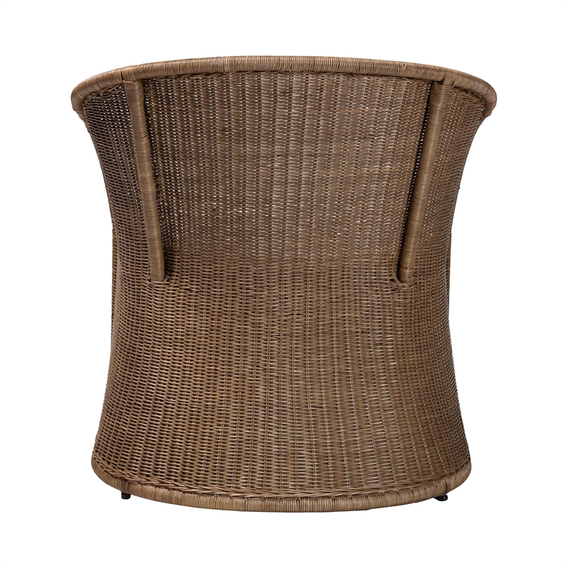 Pemberly Row Contemporary Greywashed Rattan Accent Chair with Cushion