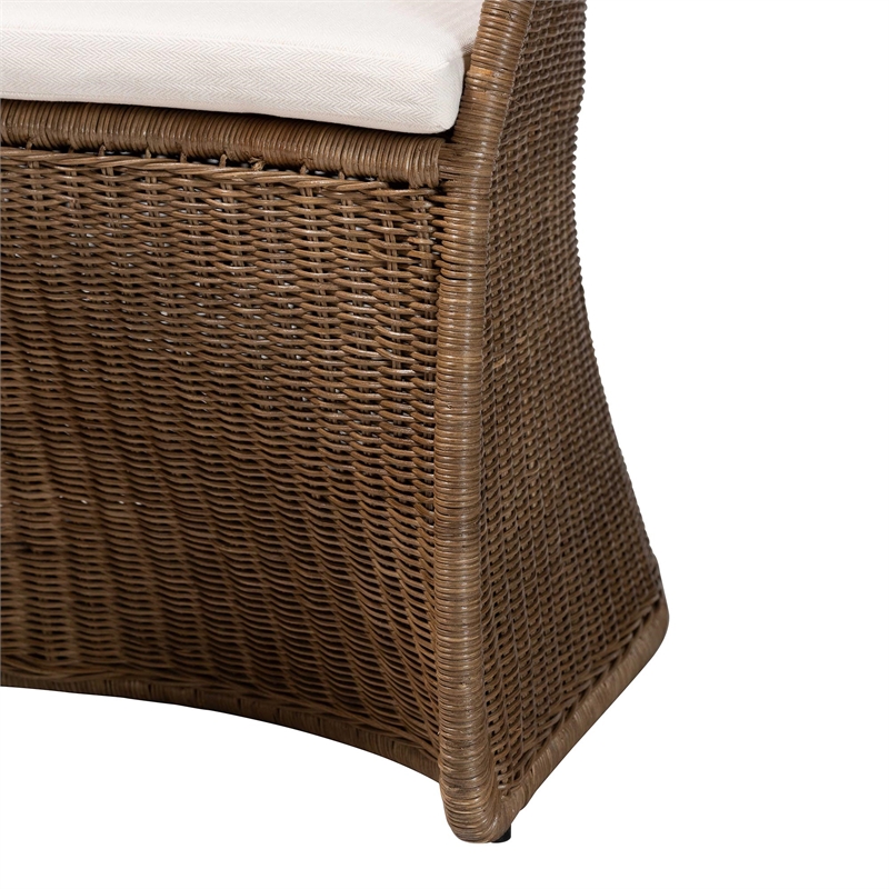 Pemberly Row Contemporary Greywashed Rattan Accent Chair with Cushion