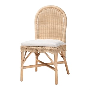 Pemberly Row Natural Rattan Dining Chair with Rounded Backrest