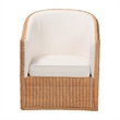 Pemberly Row Light Honey Rattan Arm Chair with Braided Detail