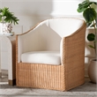 Pemberly Row Light Honey Rattan Arm Chair with Braided Detail