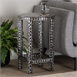 Pemberly Row Black and White Capiz Shell Round Floral End Table