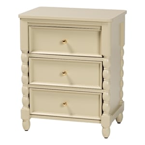 Pemberly Row Spindle Leg 3-Drawer Nightstand with Inset Paneling