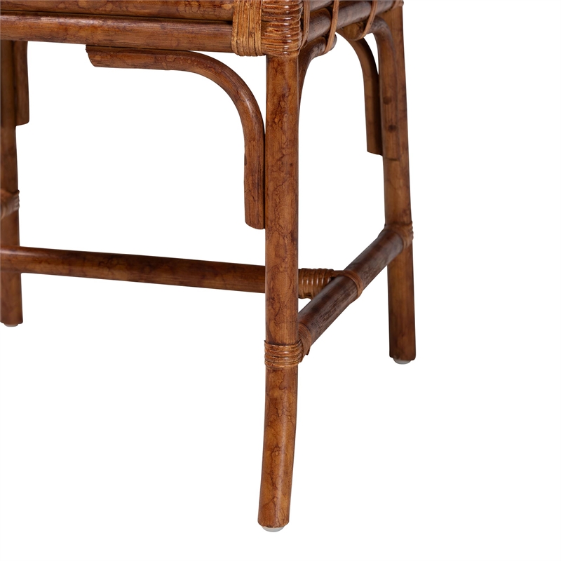 Pemberly Row Marbled Tortoise Rattan Dining Chair with Cushion