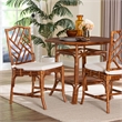 Pemberly Row Marbled Tortoise Rattan Dining Chair with Cushion