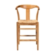 Pemberly Row Contemporary Seagrass Wishbone Counter Stool with Footrest