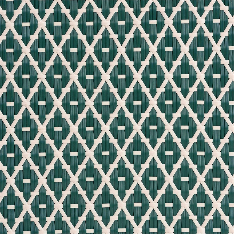 Pemberly Row Natural Rattan Round Bistro Dining Table in Green