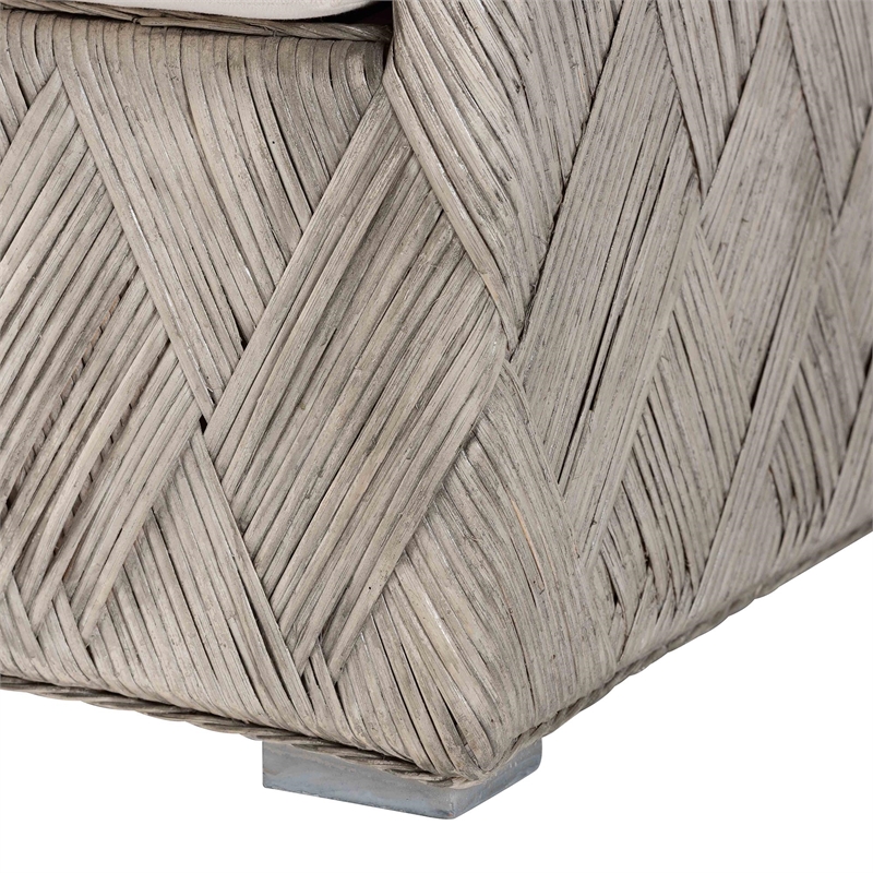 Pemberly Row Natural Rattan Tuxedo Lounge Chair with Cushions