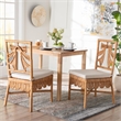 Pemberly Row Natural Rattan 2-Piece Dining Chair Set with Bow Back
