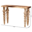 Pemberly Row Teak and Seagrass Console Table with Bobbin Legs