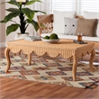 Pemberly Row Rattan Coffee Table with Scalloped Edge and Cabriole Legs
