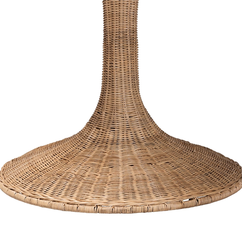 Pemberly Row Contemporary Rattan Round Tulip Dining Table for 4