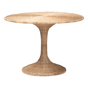 Pemberly Row Contemporary Rattan Round Tulip Dining Table for 4