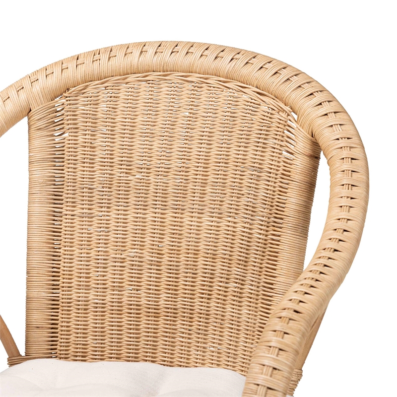 Pemberly Row 5-Piece Natural Rattan Dining Set with Cushions