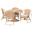 Pemberly Row 5-Piece Natural Rattan Dining Set with Cushions