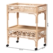 Pemberly Row Contemporary Rattan 2-Tier Wine Cart with 6-Bottle Storage