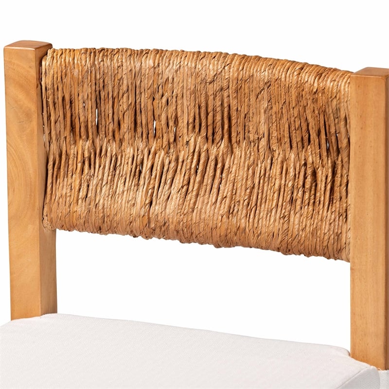 Pemberly Row Seagrass and Mahogany Counter Stool with Cushion