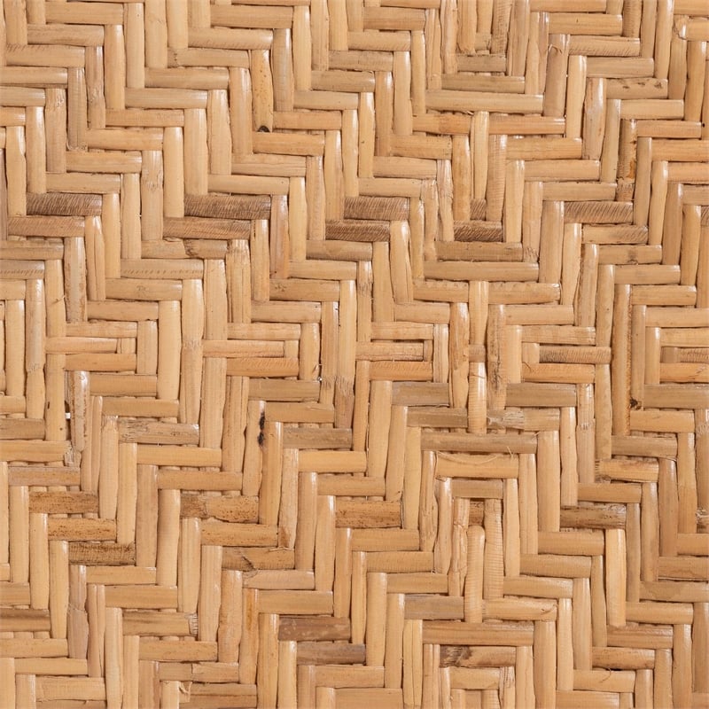 Pemberly Row Rattan Peacock Chair with Curled Geometric Fan Back