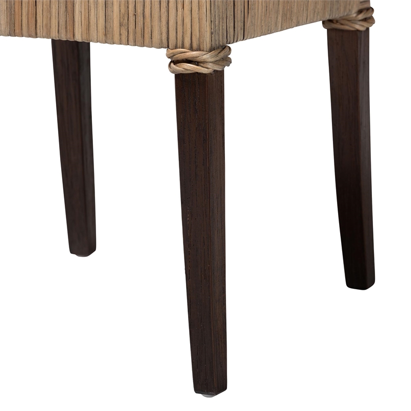 Pemberly Row Contemporary Rattan Basketweave Dining Chair with Cushion
