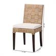 Pemberly Row Contemporary Rattan Basketweave Dining Chair with Cushion