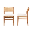 Pemberly Row Contemporary Rattan and Wood 2-Piece Dining Chair Set