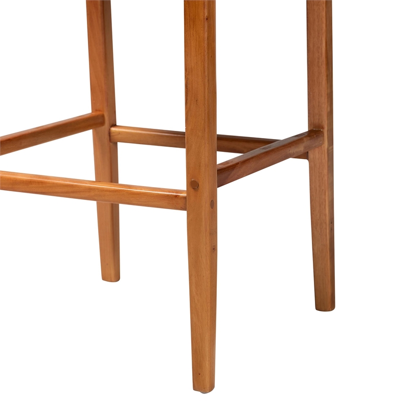 Pemberly Row Contemporary Rattan and Wood 2-Piece Bar Stool Set