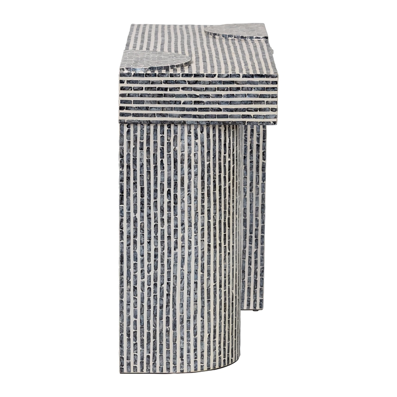 Pemberly Row Capiz Shell Console Table with Geometric Pattern