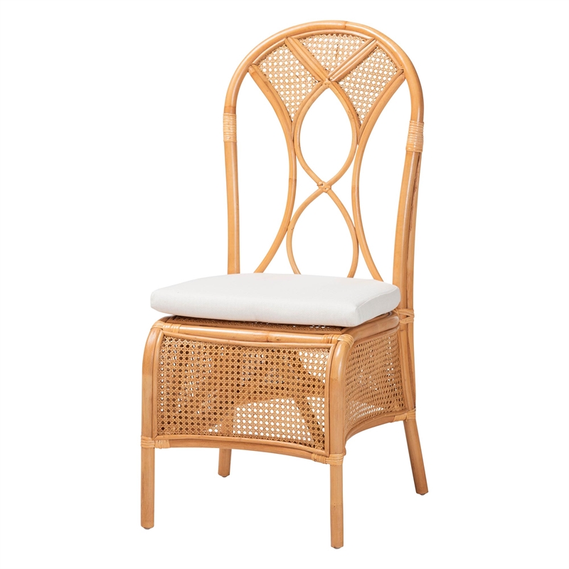 Pemberly Row Contemporary 5-Piece Rattan Dining Set with Scalloped Table