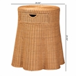 Pemberly Row Scalloped Rattan Round Console Table with Drawer