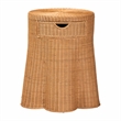 Pemberly Row Scalloped Rattan Round Console Table with Drawer