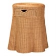 Pemberly Row Scalloped Rattan Round Console Table with Drawer