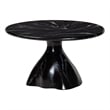 Pemberly Row Marbled Resin Coffee Table with Pedestal Base in Black