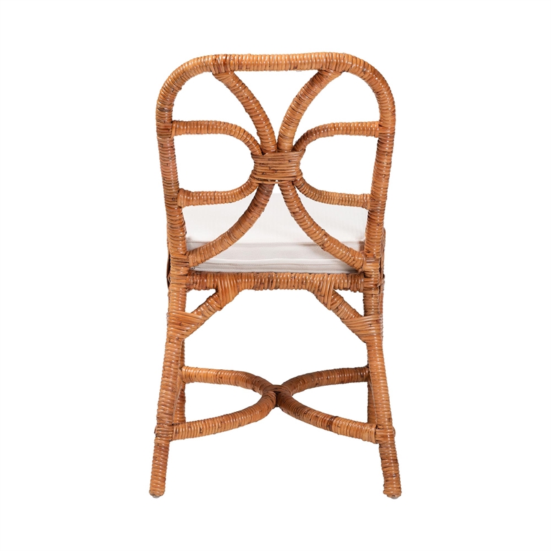 Pemberly Row Contemporary Rattan Dining Chair with Openwork Backrest