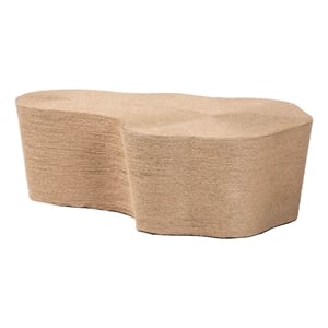 Pemberly Row Contemporary Handwoven Jute Coffee Table with Tapered Frame