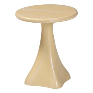Pemberly Row Marbled Resin End Table with Pedestal Base in Cream