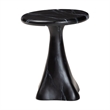 Pemberly Row Marbled Resin End Table with Pedestal Base in Black