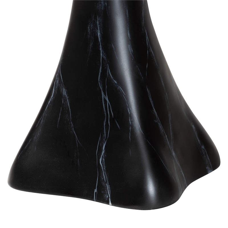Pemberly Row Marbled Resin End Table with Pedestal Base in Black