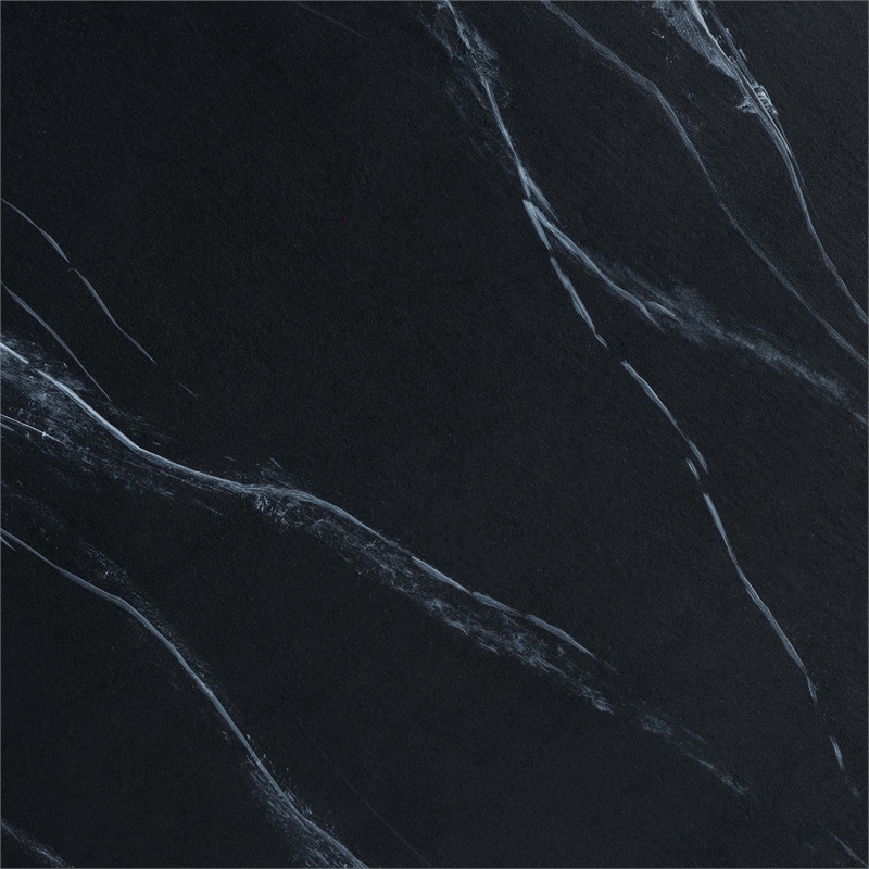 Pemberly Row Marbled Resin End Table with Pedestal Base in Black