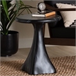 Pemberly Row Marbled Resin End Table with Pedestal Base in Black