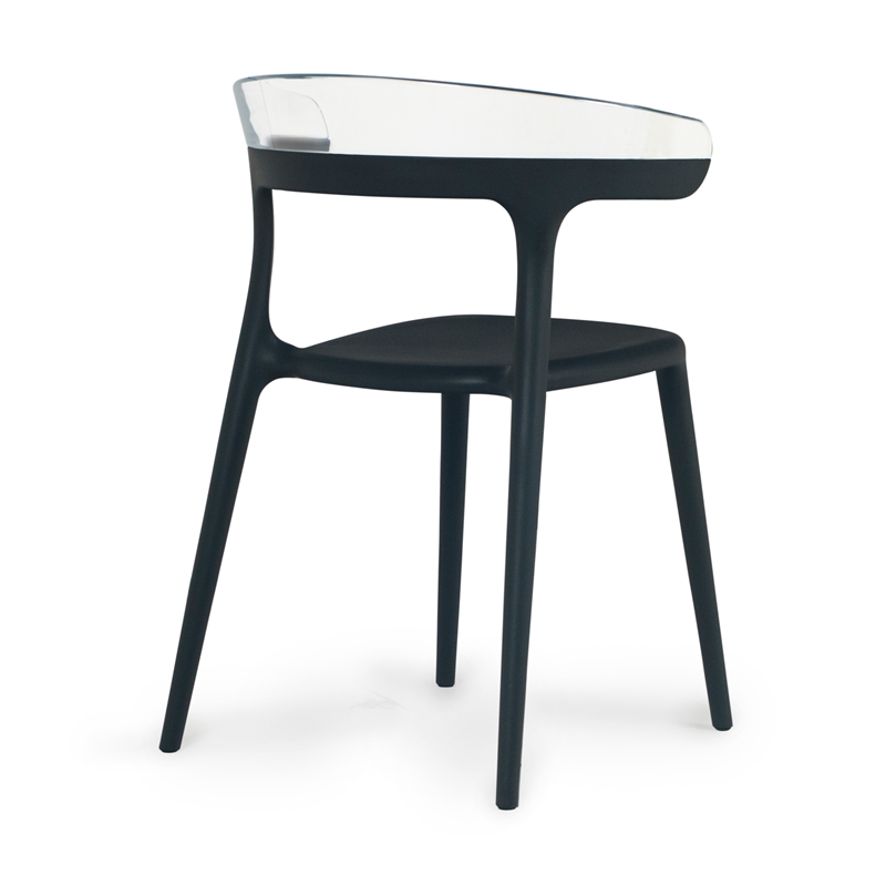 Pemberly Row Resin Patio Dining Chair in Black and Clear (Set of 2)