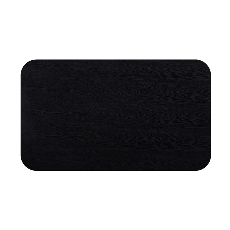 Pemberly Row Rectangular Wood Coffee Table with Rounded Corners in Black Ash