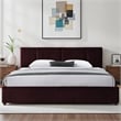 Pemberly Row Channel Tufted Upholstered Platform King Bed in Burgundy